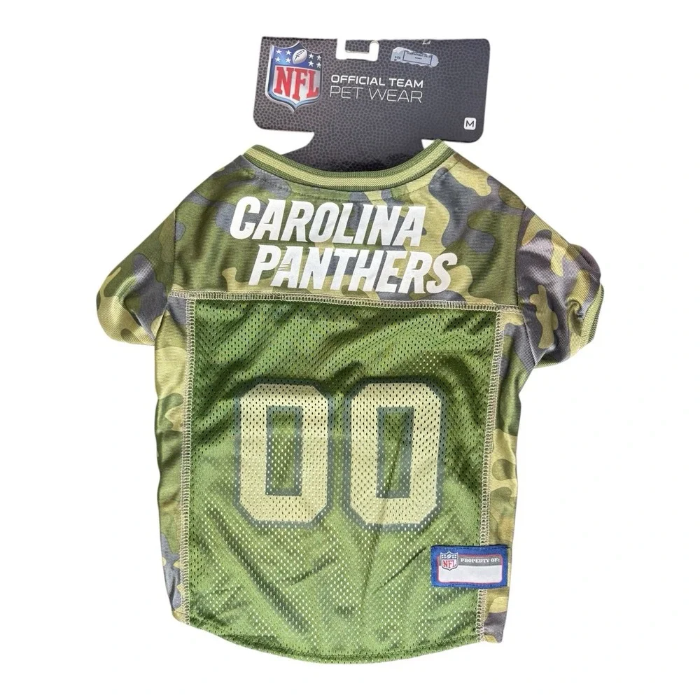 Official NFL Carolina Panthers Camo Dog Pet Football Jersey Size Medium Sports